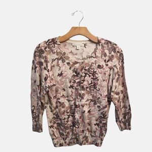 Banana Republic Peggy Purple Flower Cardigan Size Small  2 0254